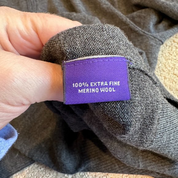 Tyler Campbell Sweater Merino Wool Charcoal Gray 1/4 Zip Pullover Preppy L / XL - Picture 3 of 10